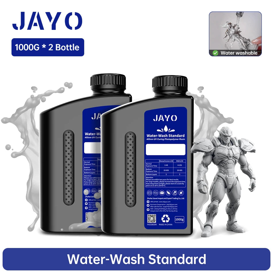 JAYO Standard/Toughness/Plant-based/Like-ABS Resin 2KG 3D Photopolymer UV Curing Resin High Precision 3D Printing Material