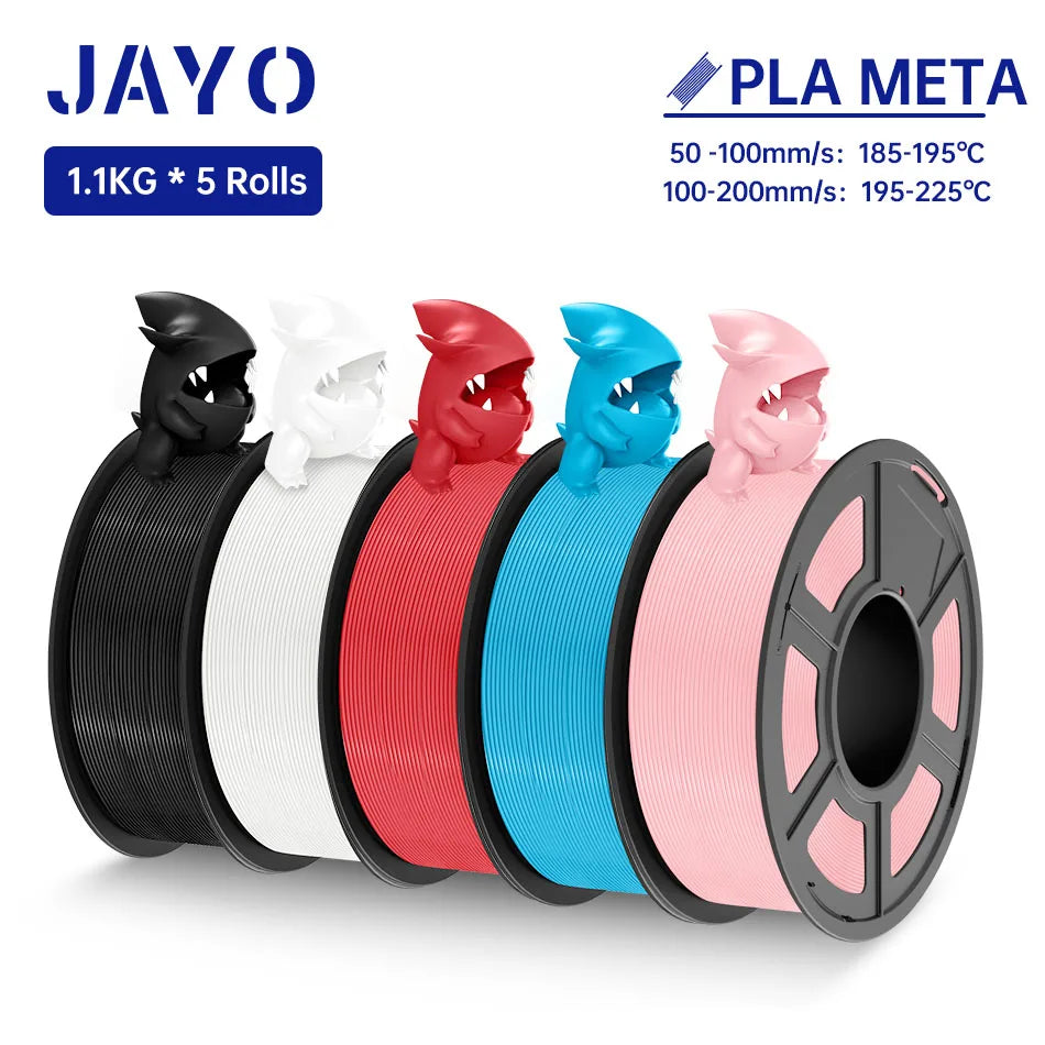 JAYO PLA Meta Filament 5 Rolls 1.75MM PLA 3D Printer Filament Neatly Wound Toughness 1.1KG 3D Printing Materials For FDM