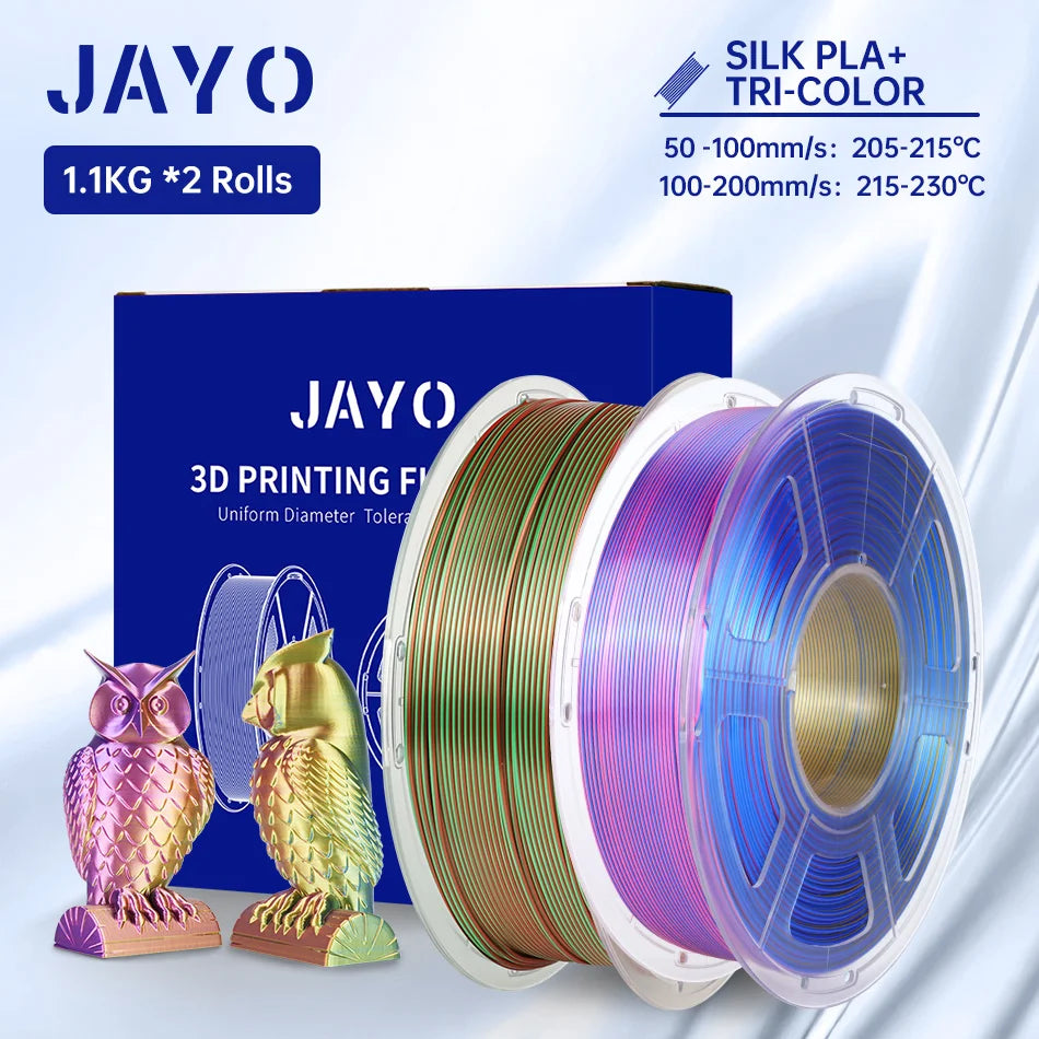 JAYO Silk PLA+ Rainbow 3D Filament 1.75mm SILK PLA plus Dual & Triple Color 3D Printer Filament Neatly Wound 1.1kg 2Rolls/set