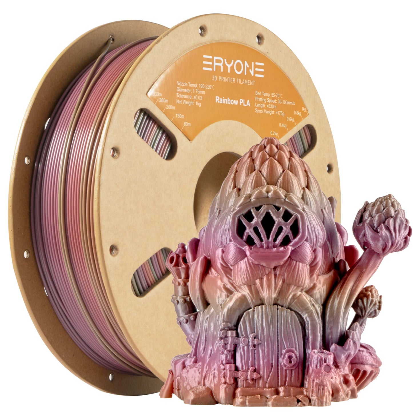 Eryone New Rainbow PLA Filament Multicolor Perfect Spooled 1.75mm 1KG Texture For 3d Printer High Quality