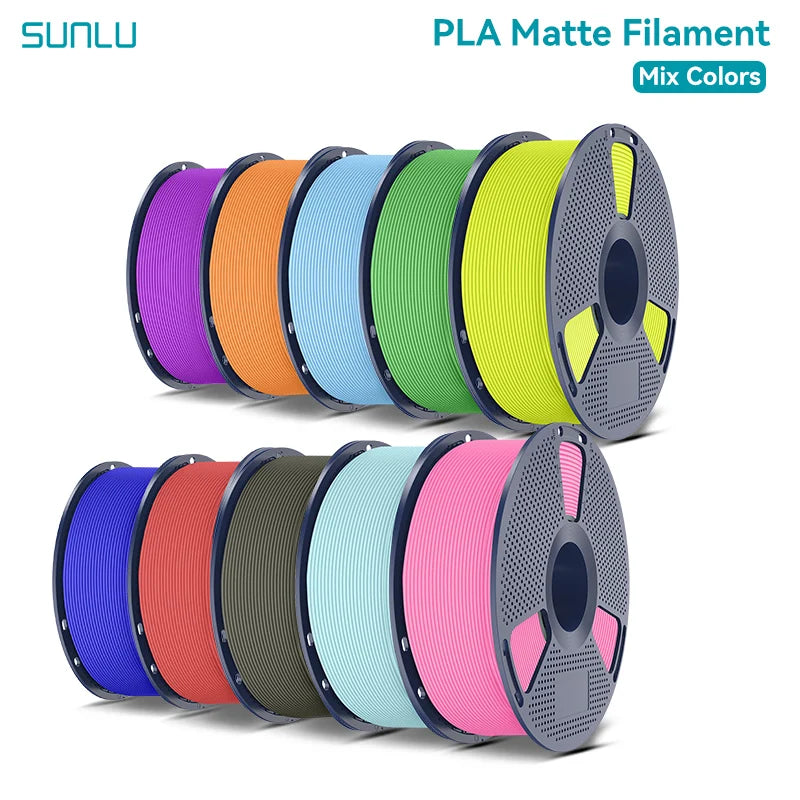 SUNLU PLA Matte 3D Filament 1.75mm Frosted Texture Neatly Wound Multicolor Matte Pla Filament For Most FDM 3D Printer 10KG