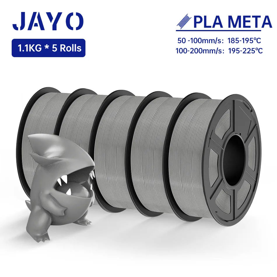 JAYO PLA Meta Filament 5 Rolls 1.75MM PLA 3D Printer Filament Neatly Wound Toughness 1.1KG 3D Printing Materials For FDM