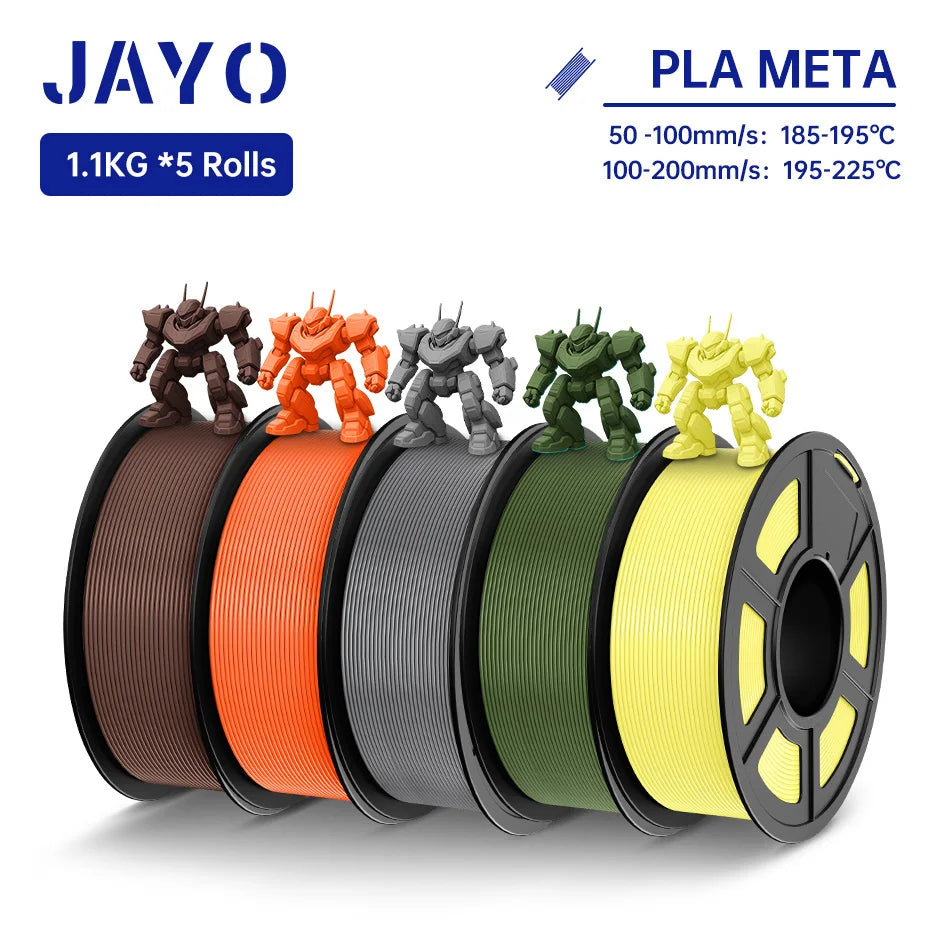 JAYO PLA Meta Filament 5 Rolls 1.75MM PLA 3D Printer Filament Neatly Wound Toughness 1.1KG 3D Printing Materials For FDM