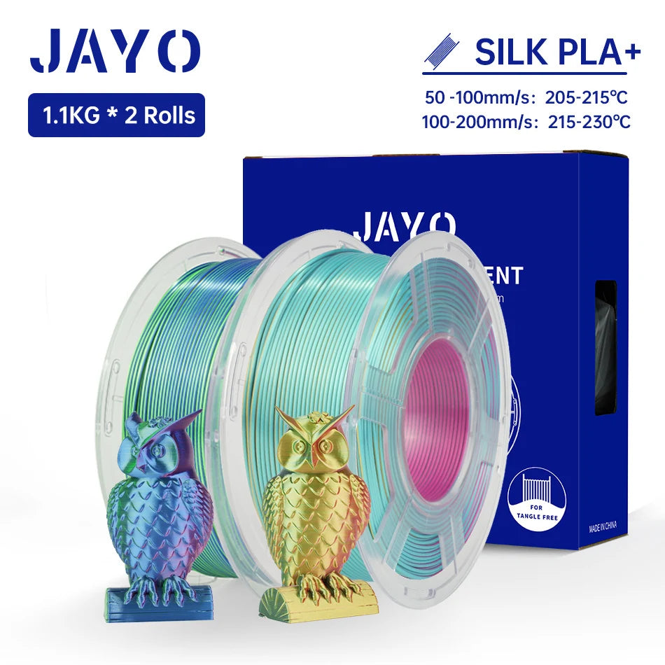 JAYO Silk PLA+ Rainbow 3D Filament 1.75mm SILK PLA plus Dual & Triple Color 3D Printer Filament Neatly Wound 1.1kg 2Rolls/set