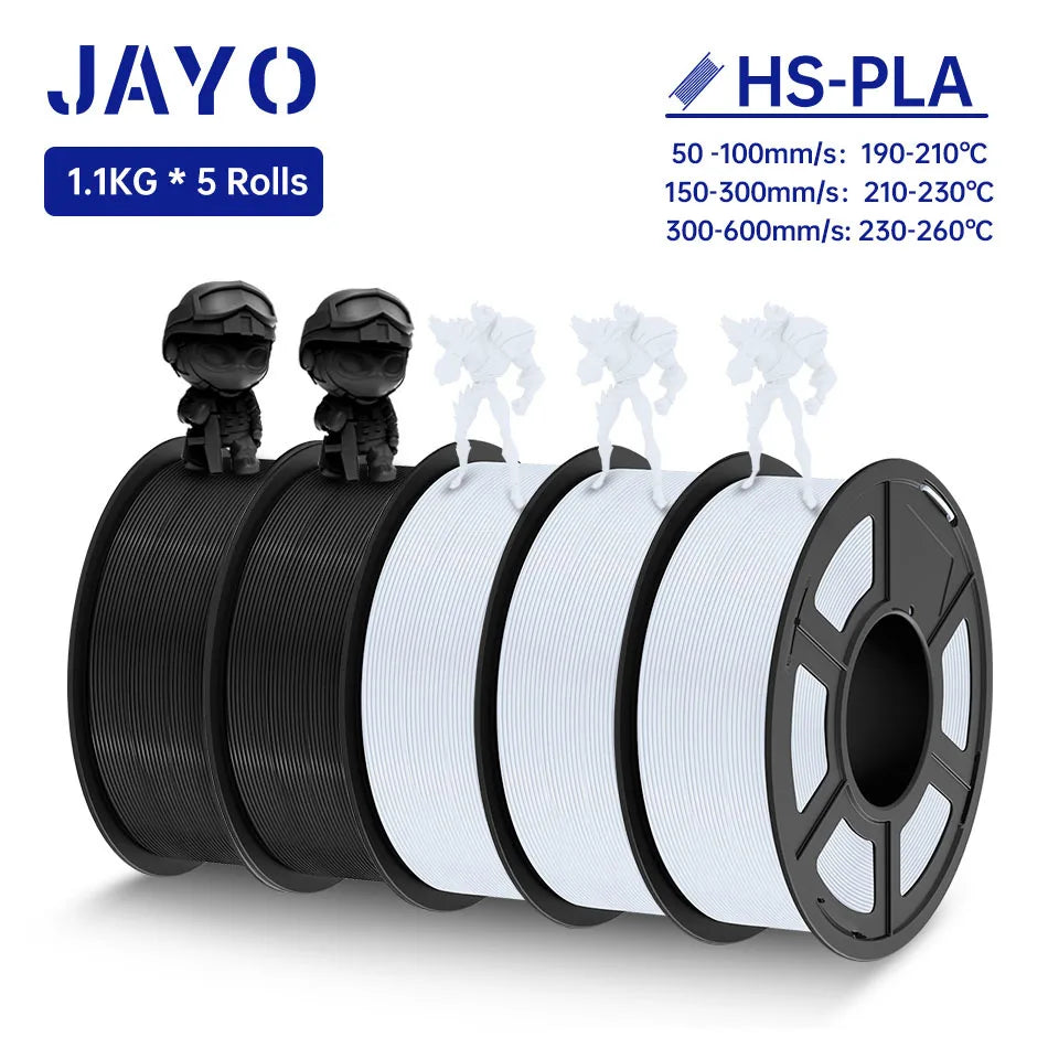 JAYO 5Rolls PLA Filament High Speed PLA 1.75mm 1.1KG 3D Printer Filament Neatly Wound 3D Printing Material For FDM 5.5KG/SET