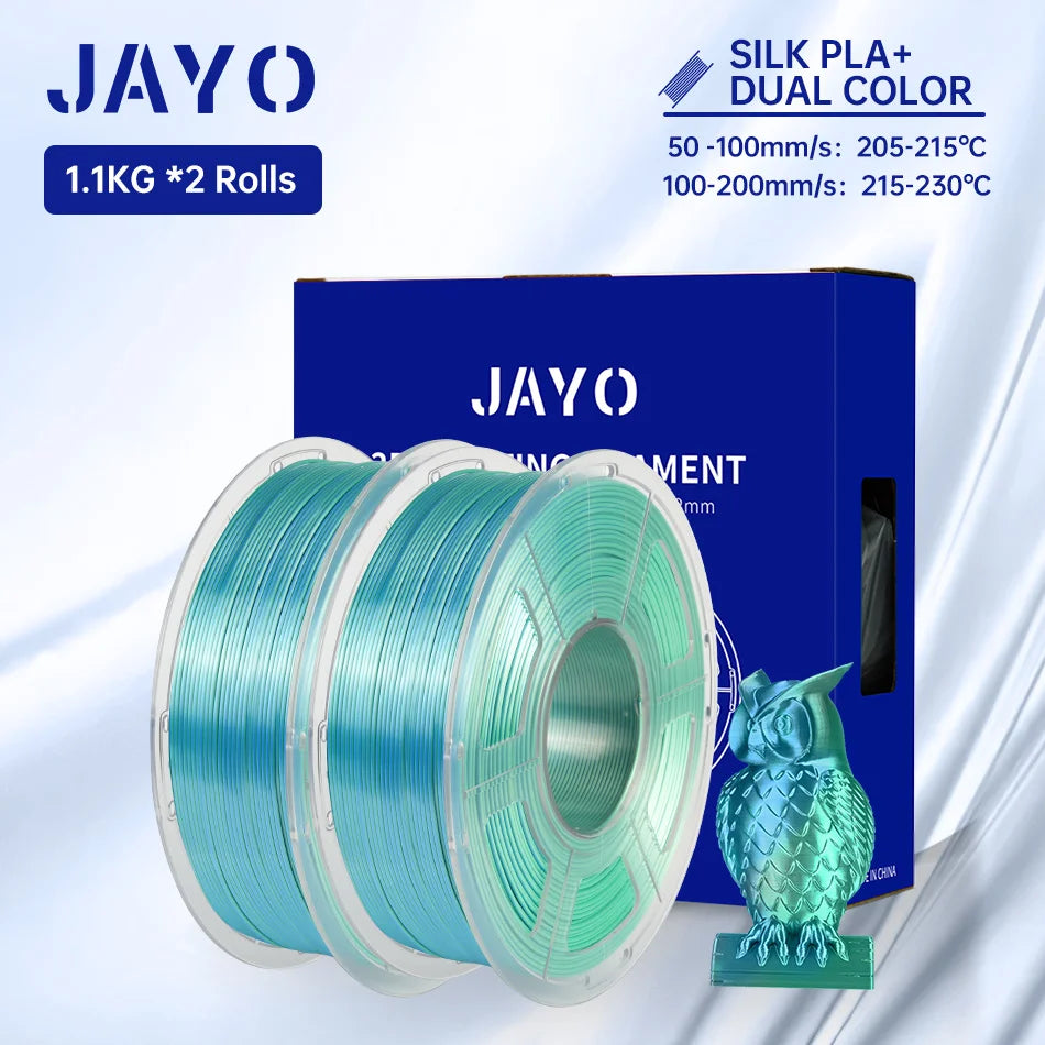 JAYO Silk PLA+ Rainbow 3D Filament 1.75mm SILK PLA plus Dual & Triple Color 3D Printer Filament Neatly Wound 1.1kg 2Rolls/set