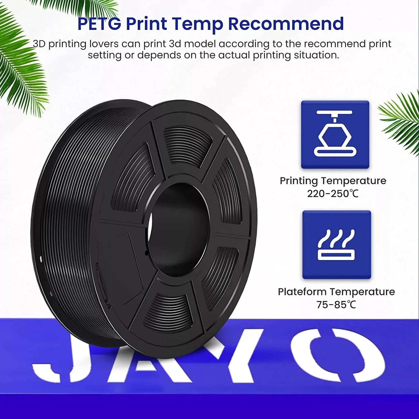 JAYO 3D PETG/PETG Clear 3D Printer Filament 1.75 ±0.02mm 5 /10Rolls High Toughness Neatly Wound Filament Fit Most FDM Printer