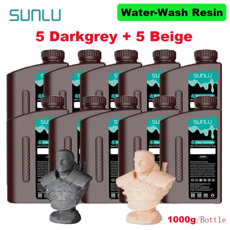 SUNLU 10KG Water Washable / Water Washable ABS Resin 1000G/Bottle 405nm Rapid UV-Curing Photopolymer Resin For LCD 3D Print