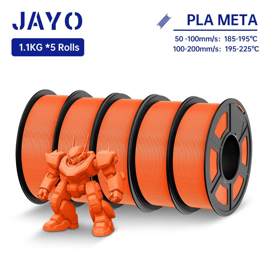 JAYO PLA Meta Filament 5 Rolls 1.75MM PLA 3D Printer Filament Neatly Wound Toughness 1.1KG 3D Printing Materials For FDM
