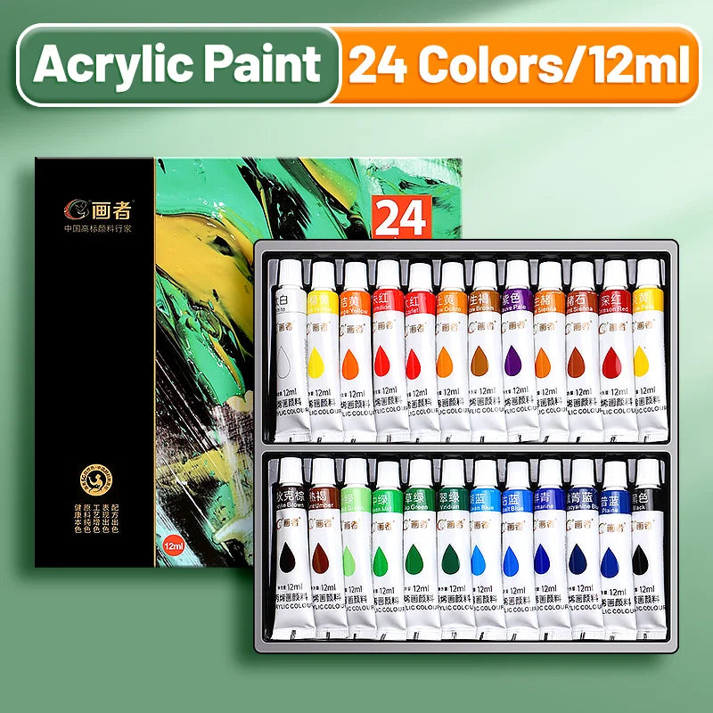 Vibrant Acrylic Paint Set 12/18/24/36 Colors,12ml/0.42oz Acrylic Painting Kit For Paper,Wood,Canvas,Rock,Ceramic,Clothes,DIY