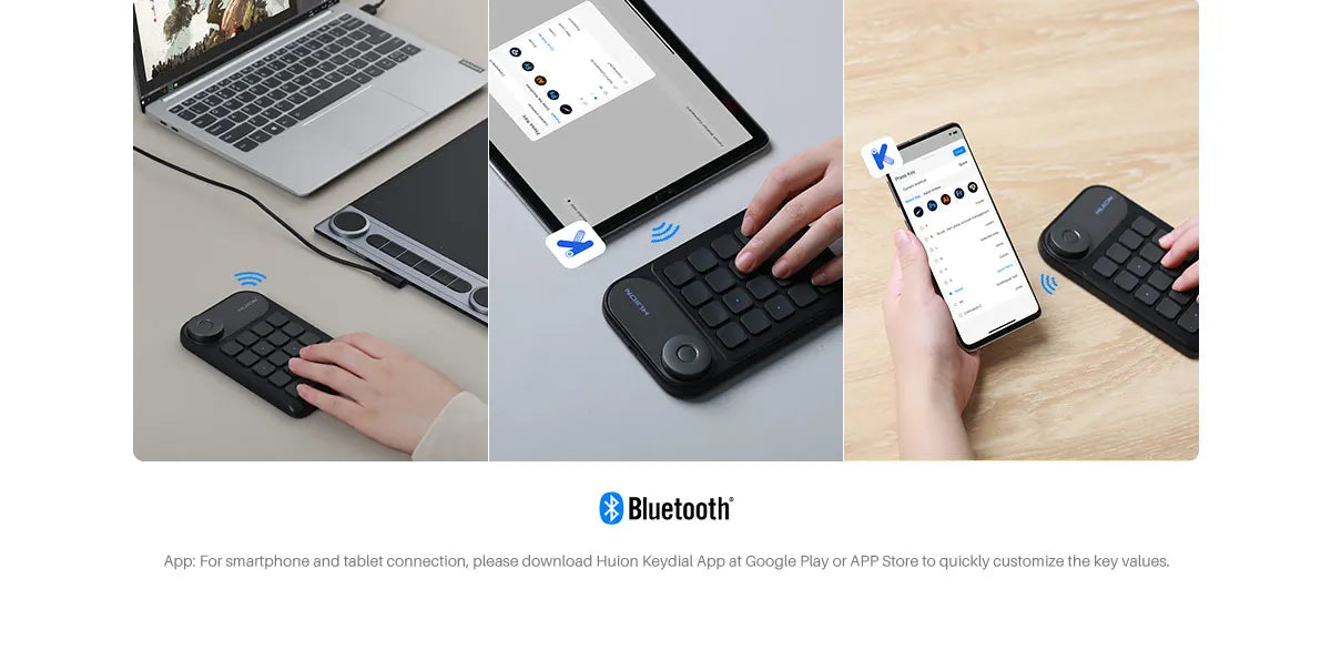 Huion K20 Keydial mini Keyboard for Drawing Tablet, PC and Phone,18 Keys Keyboard + Dial Controller,Upgraded version