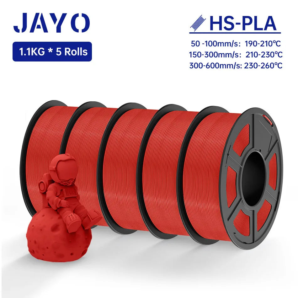 JAYO 5Rolls PLA Filament High Speed PLA 1.75mm 1.1KG 3D Printer Filament Neatly Wound 3D Printing Material For FDM 5.5KG/SET