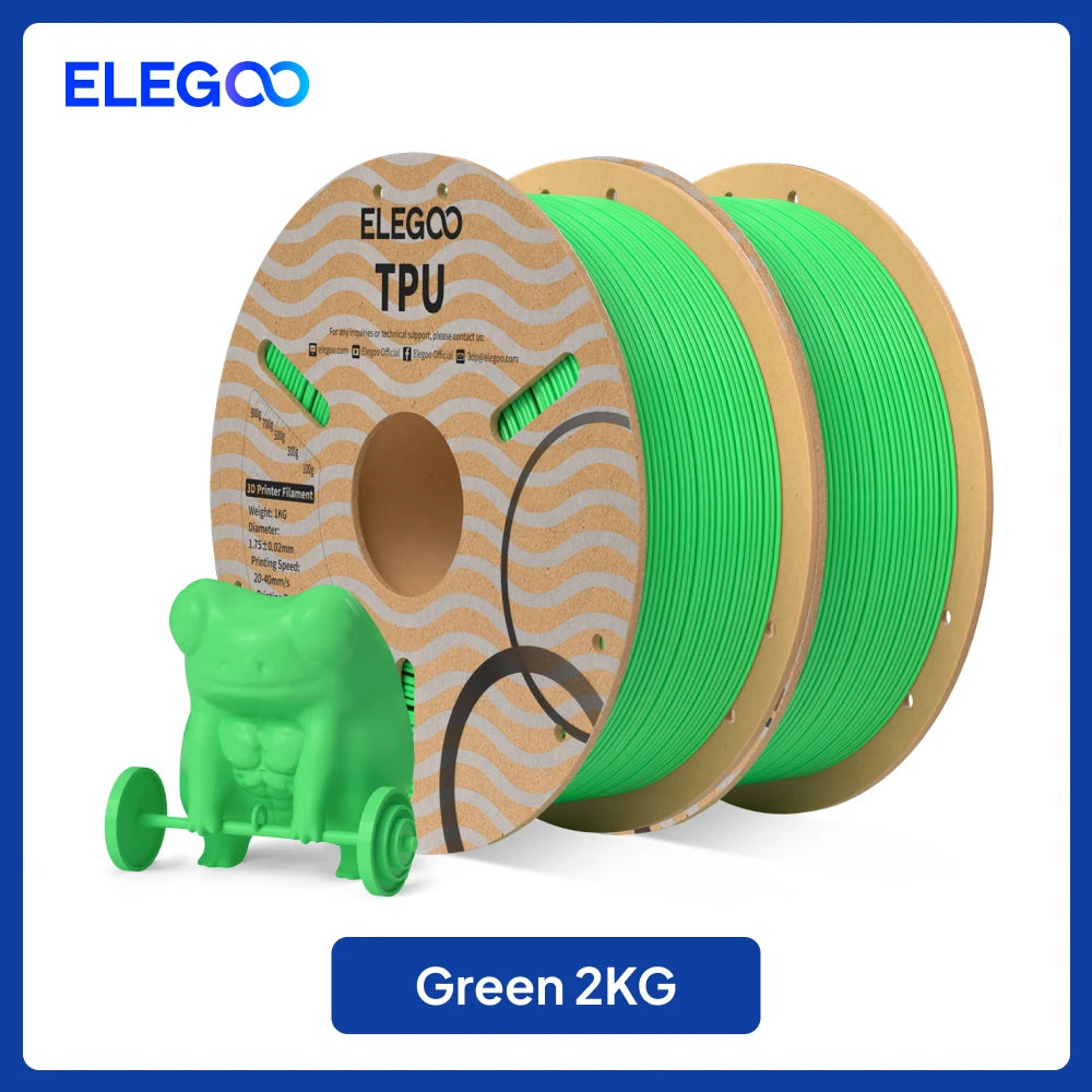 ELEGOO TPU 3D Printer Filament 1.75mm 1kg,95A Shore Hardness Flexible TPU Filament with High Resilience and Elasticity