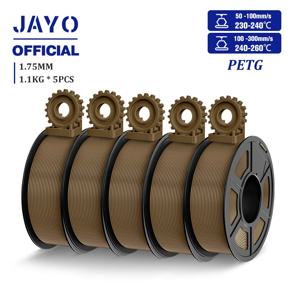 JAYO PETG Filamanet 1.75MM 5Rolls/set 3D Printer Filament PETG Neatly Wound 3D Printing Material For FDM 3D Printer