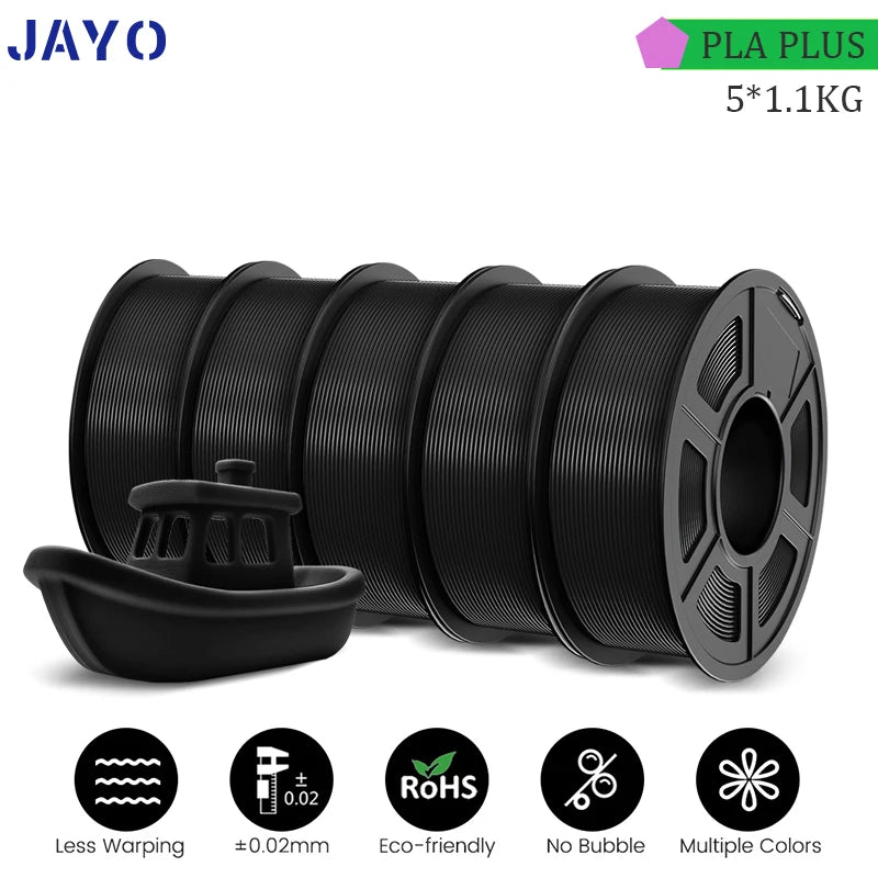 JAYO PLA/ABS/PETG/TPU/PLA PLUS/PLAMeta/ 3D Filament 1.75mm 5Rolls 2.5KG/5.5KG100% No Bubble FDM 3D Printer Materials DIY Gift
