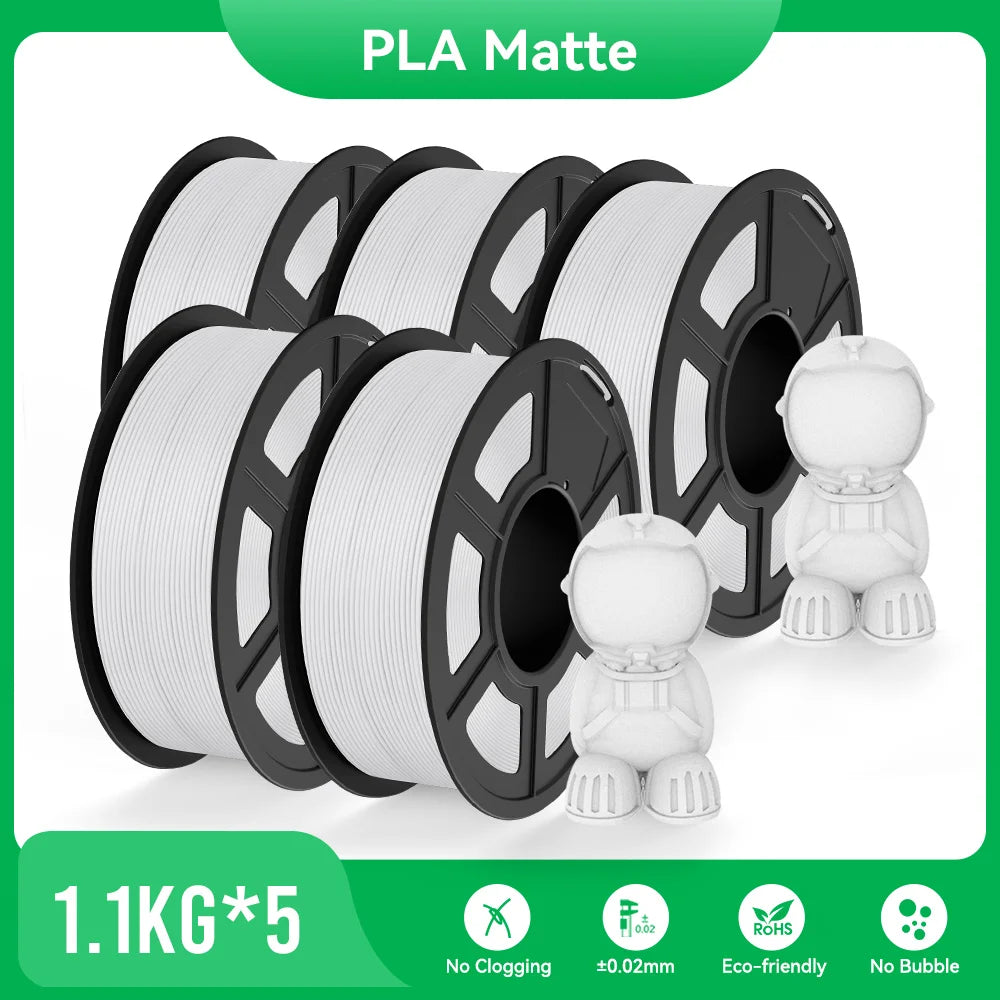 JAYO PLA Matte 3D Printer Filament 1.75mm+/-0.02mm 5/10Rolls 100% No Bubble Non-toxic3D Printing Materials for 3D Printer& Pen