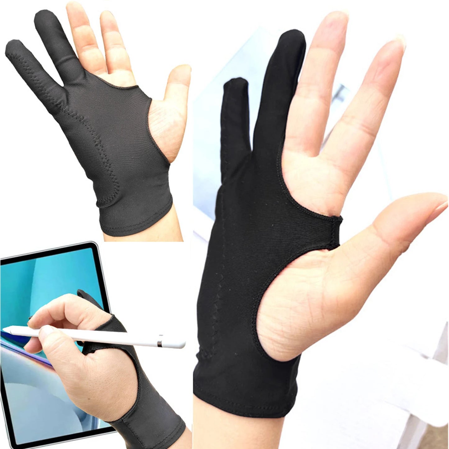 Two-fingers Artist Anti-touch Glove For Drawing Tablet Right Left Hand Glove Anti-Scratch For IPad Screen Board Finger Sleeve