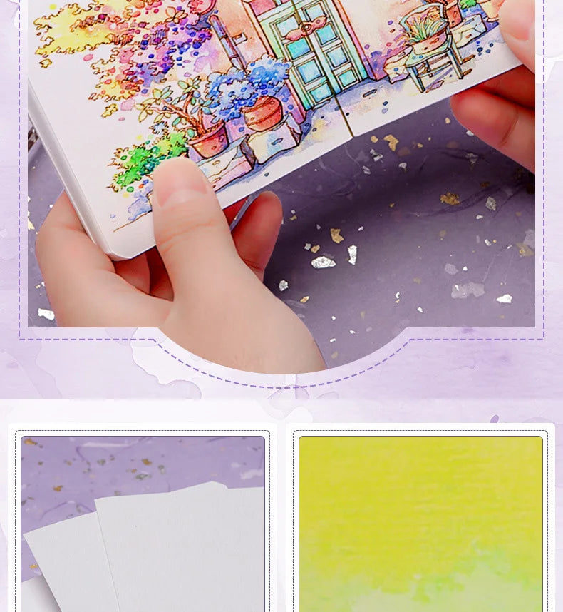 Watercolor paper drawing book thick paper GSM300g mini square portable pocket book sketch cotton pulp watercolor painting book