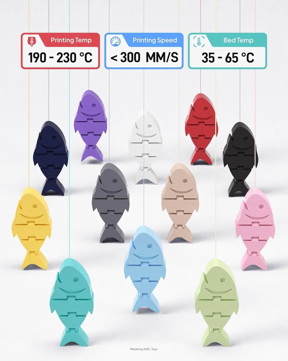Matte PLA Filament 1.75mm Bundle 4KG, High Precision for FDM Printers in Black/White/Ruby Red/Navy Blue