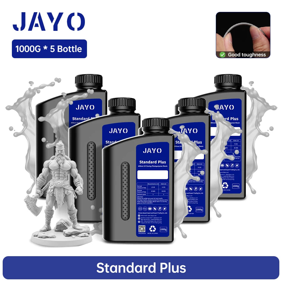 JAYO 3D Printer Resin Standard PLUS/14K Standard /Standard 395-405nm UV Curing Photopolymer Rapid Resin for LCD/DLP 3D Printer