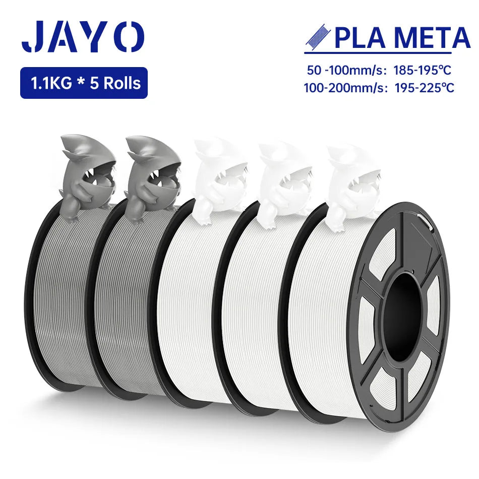 JAYO PLA Meta Filament 5 Rolls 1.75MM PLA 3D Printer Filament Neatly Wound Toughness 1.1KG 3D Printing Materials For FDM