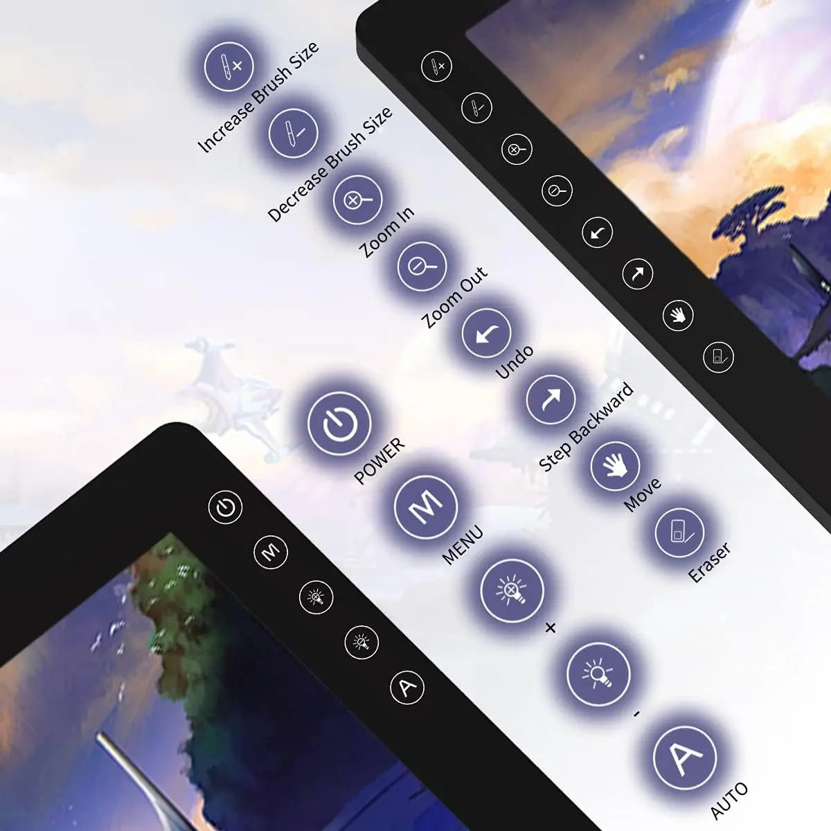 GAOMON PD2200-21.5 Inch Digital Tablet Anti-Glare Full Lamination Screen Display with 8 Touch Keys Support ±60° Tilt Function