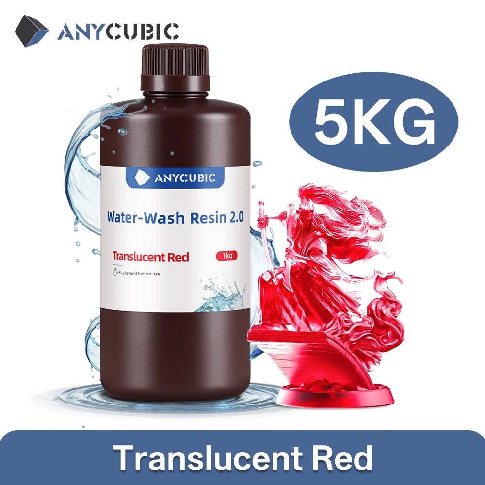 ANYCUBIC 5KG Water-Wash Resin For LCD 3D Printer High Precision Low Odor Low Viscosity 3D Printing Photopolyme