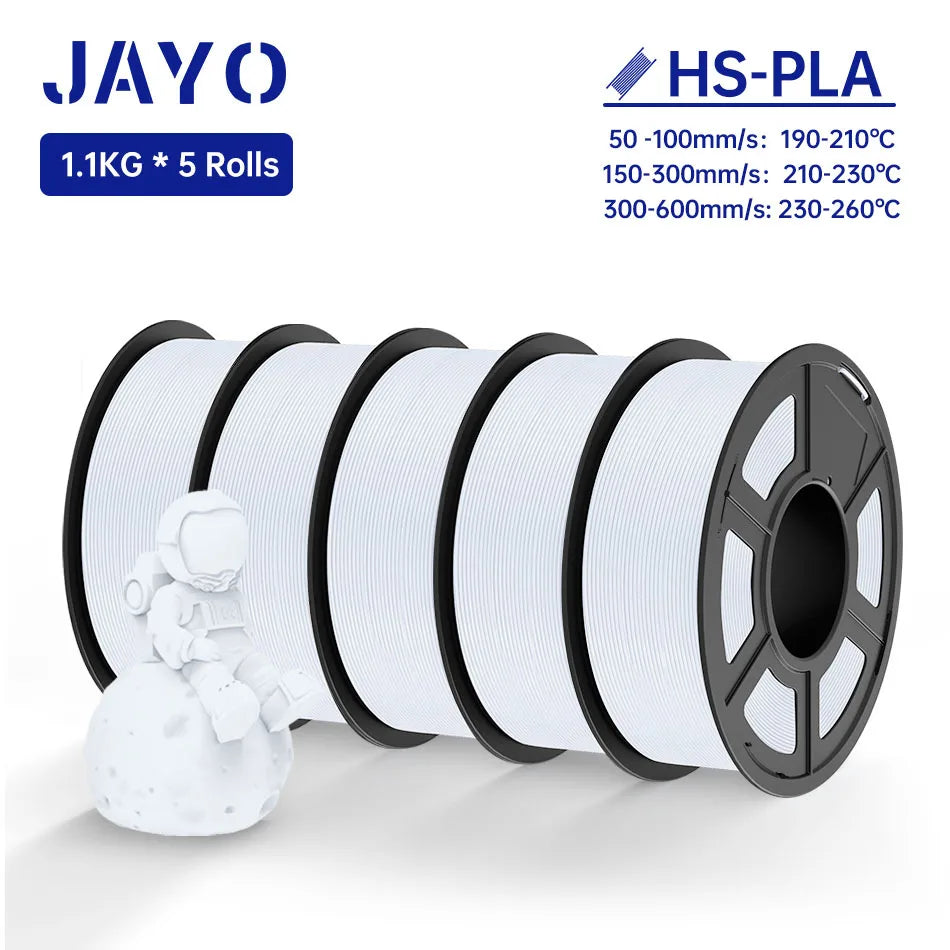 JAYO 5Rolls PLA Filament High Speed PLA 1.75mm 1.1KG 3D Printer Filament Neatly Wound 3D Printing Material For FDM 5.5KG/SET