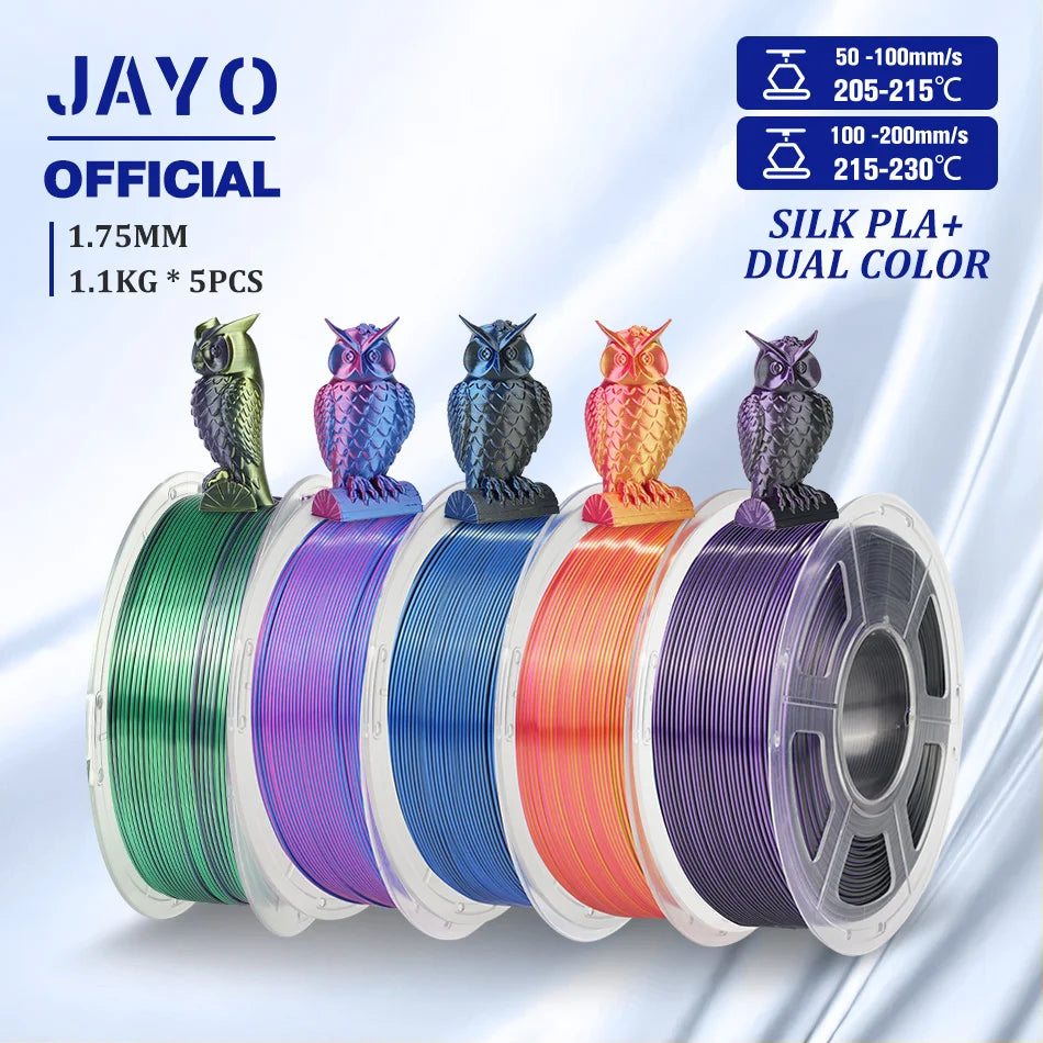 JAYO SILK PLA Filament 1.75mm Dual Colors 3D Printer Filament Coextrusion Silk Triple Color 3D Filament Shiny Multicolor Change