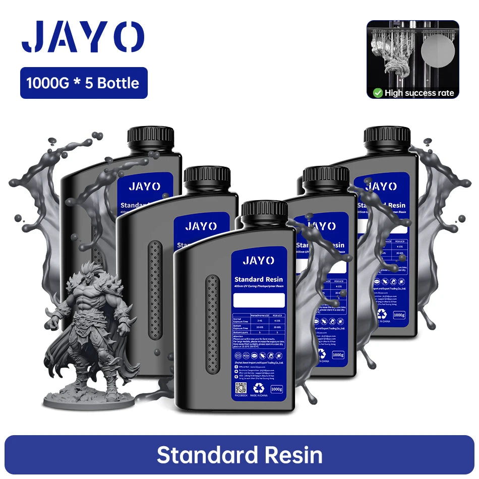 JAYO 3D Printer Resin Standard PLUS/14K Standard /Standard 395-405nm UV Curing Photopolymer Rapid Resin for LCD/DLP 3D Printer