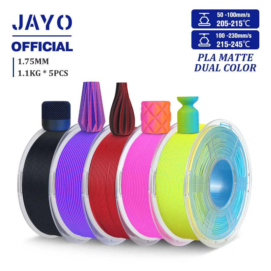 JAYO PLA Matte Dual Color 3D Filament 1.75mm PLA Matte 3D Printer Filament Rolls/Set PLA Filament Smooth Matte