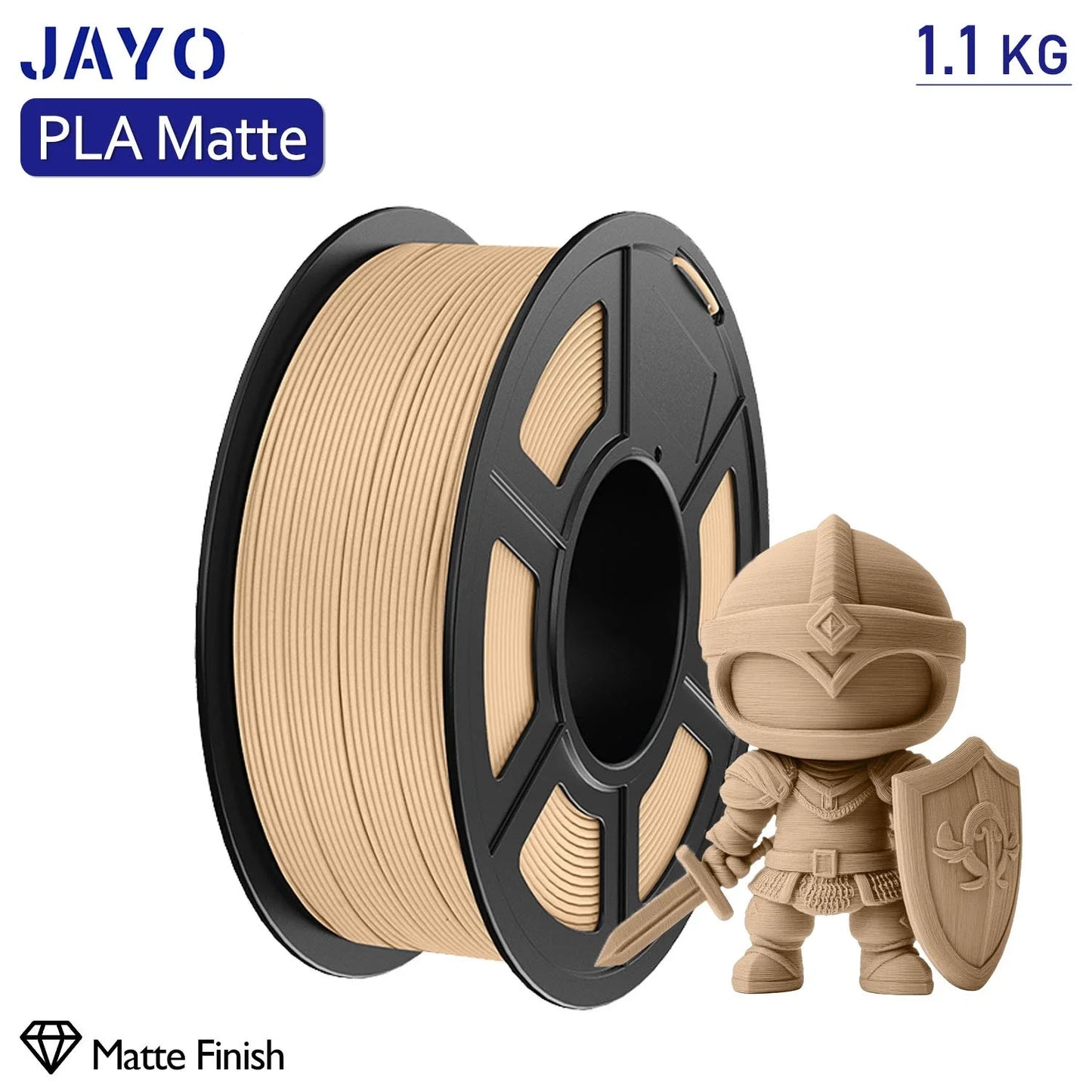 JAYO 1100G 3D PLA Matte Printer Filament 1.75mm Neatly Wound PLA Filament with Matte Finish Print with 99% FDM 3D Printer &Pen