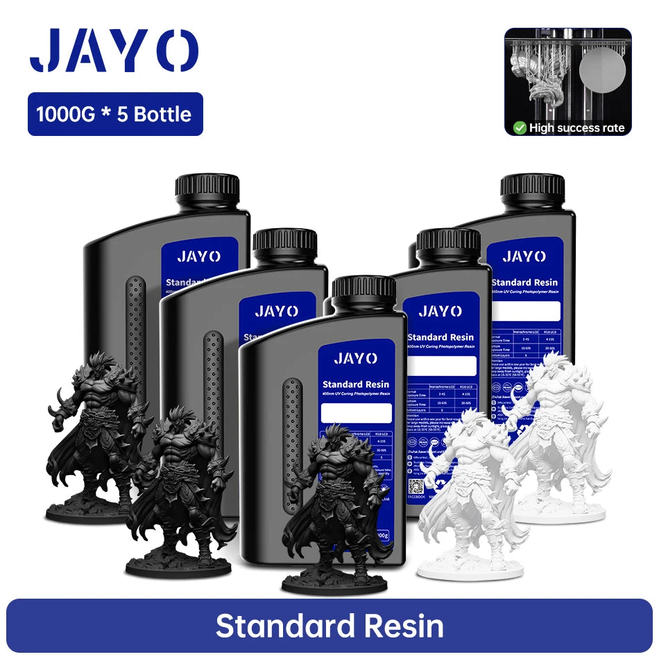 JAYO 3D Printer Resin Standard PLUS/14K Standard /Standard 395-405nm UV Curing Photopolymer Rapid Resin for LCD/DLP 3D Printer