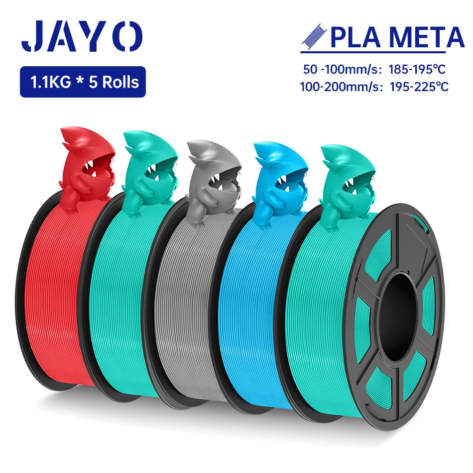 JAYO PLA Meta Filament 5 Rolls 1.75MM PLA 3D Printer Filament Neatly Wound Toughness 1.1KG 3D Printing Materials For FDM