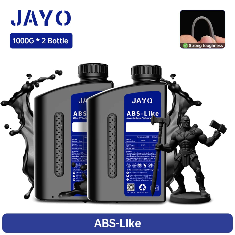 JAYO Standard/Toughness/Plant-based/Like-ABS Resin 2KG 3D Photopolymer UV Curing Resin High Precision 3D Printing Material