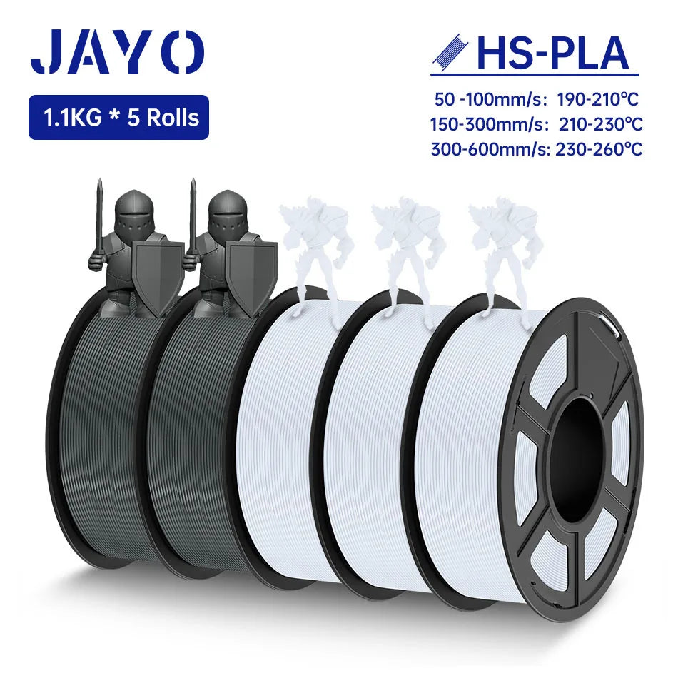 JAYO 5Rolls PLA Filament High Speed PLA 1.75mm 1.1KG 3D Printer Filament Neatly Wound 3D Printing Material For FDM 5.5KG/SET