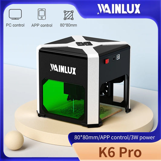 Wainlux 3000mw CNC Laser Engraver Mini Laser Engraving Machine Support PC and Mobile Control Logo Printer Mark DIY Engraver K6