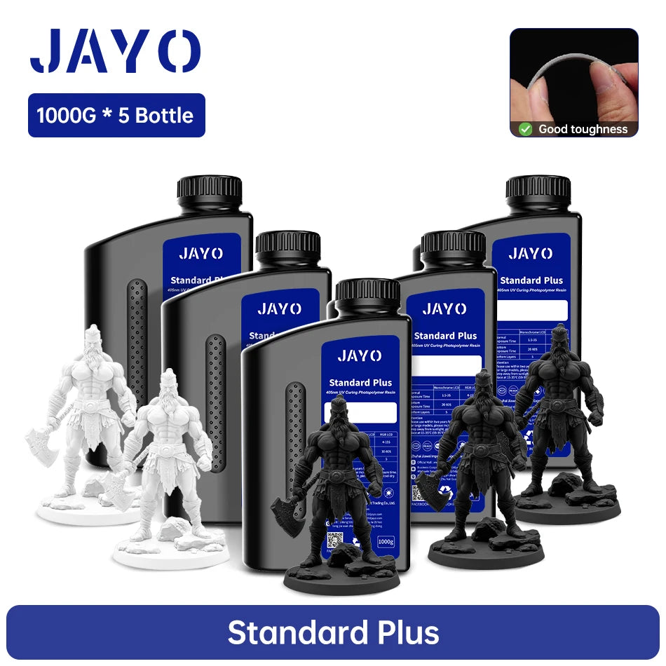 JAYO 3D Printer Resin Standard PLUS/14K Standard /Standard 395-405nm UV Curing Photopolymer Rapid Resin for LCD/DLP 3D Printer