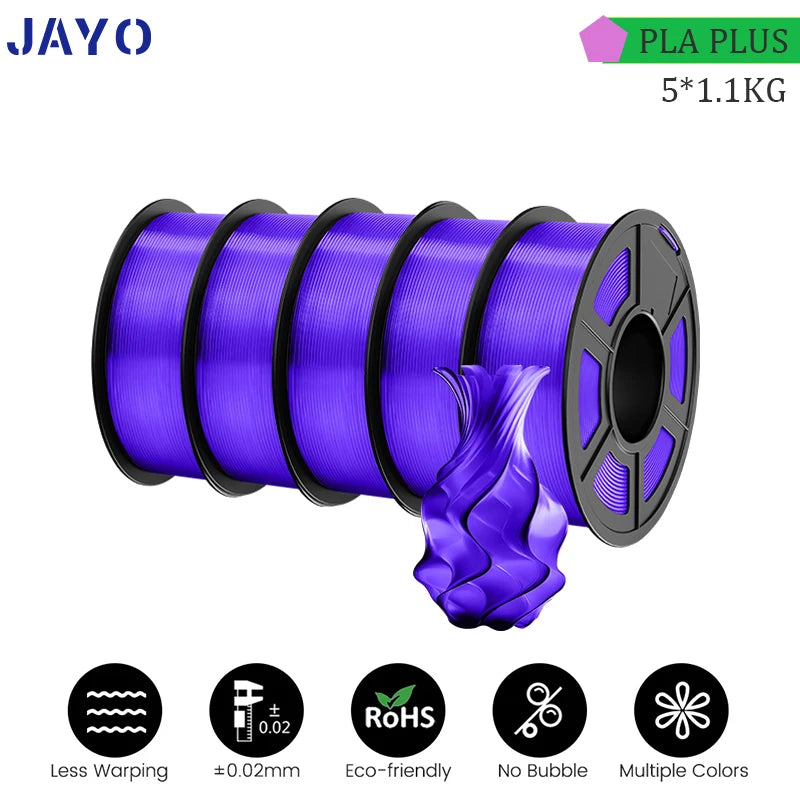 JAYO PLA PLUS 5Rolls 5.5KG 3D Filament 1.75mm  Colorful Printer Filaments For FDM 3D Printer Materials DIY Gift Good Toughness