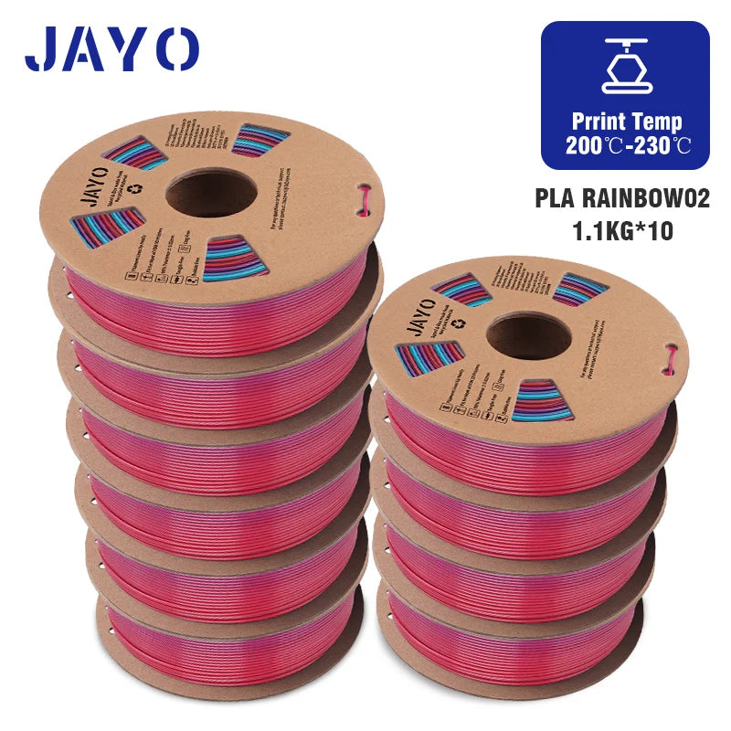 JAYO 3D Printer part PETG/PLA Meta/PLA/SILK/PLA PLUS/TPU Filament 1.75mm for 10Rolls FDM 100% No Bubbel craft part DIY Materials