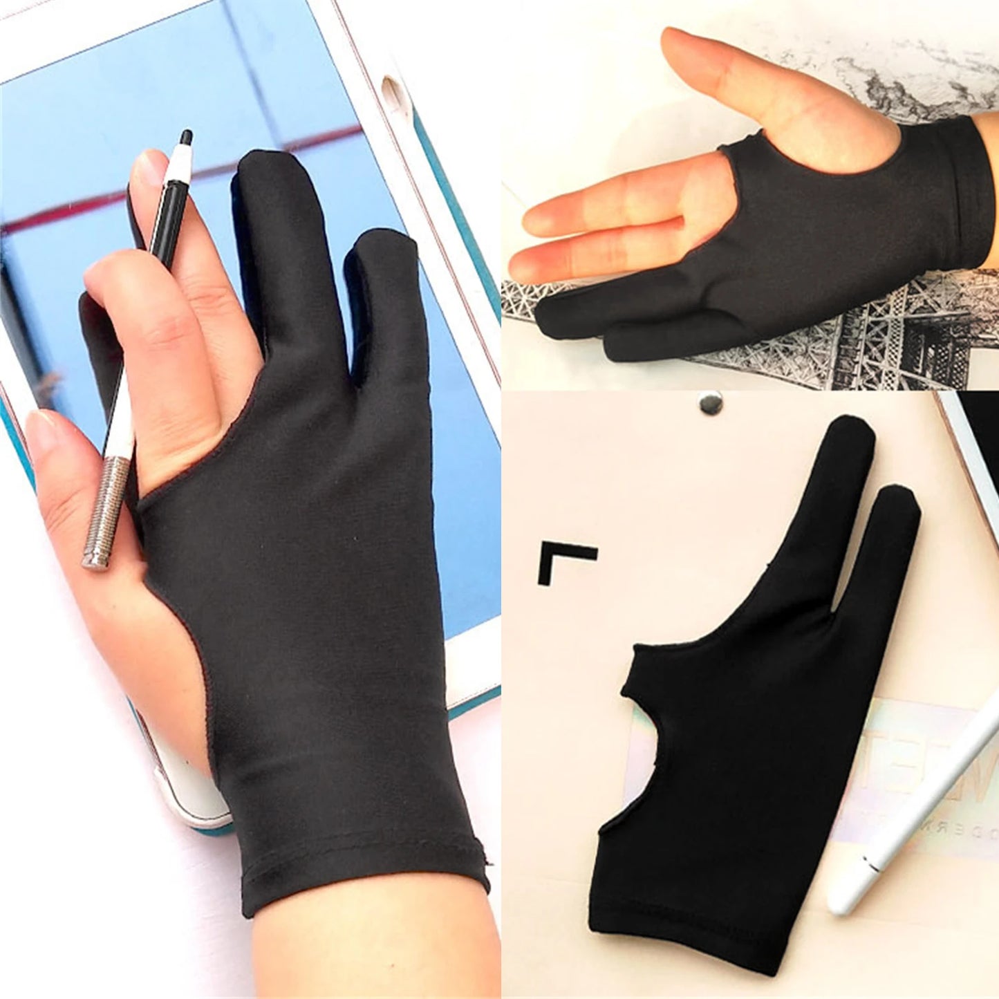 Two-fingers Artist Anti-touch Glove For Drawing Tablet Right Left Hand Glove Anti-Scratch For IPad Screen Board Finger Sleeve