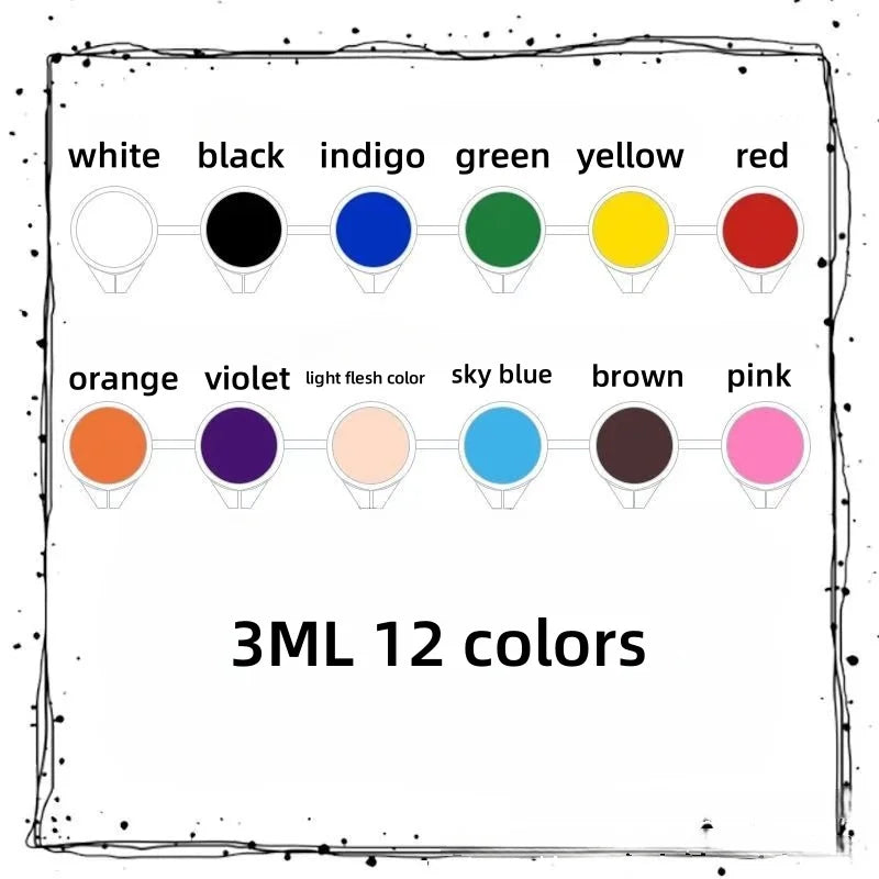 3mL, Acrylic Pigment for Student Art, Graffiti Painting, DIY Pigment, Hand Painted Walls, 12 Colors