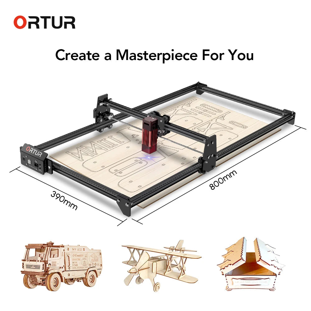 ORTUR Laser Master 2 S2 LU2-10A With 10W Output Power 0.05*0.1MM Compressed Spot Laser Cutter For Wood MDF 400*800 Carved Area