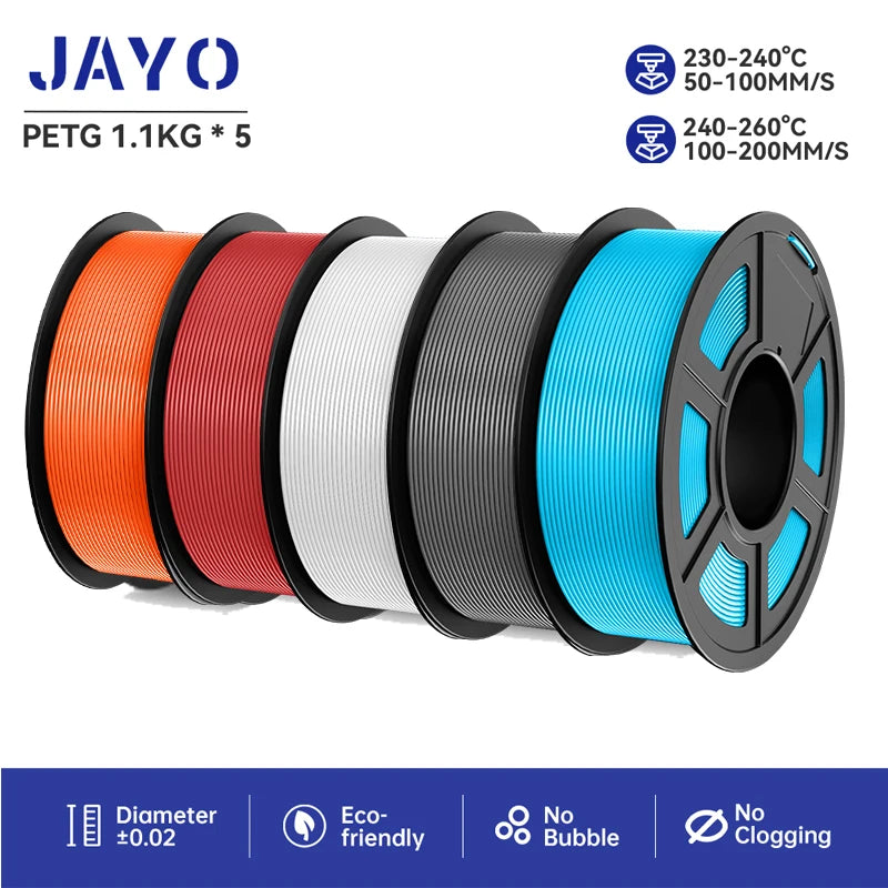 JAYO PETG 3D Printer Filament petg jayo filament  no bubbles no drawing smooth multiple colors 3d printer accessories 1.1kg/roll