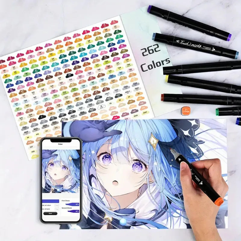 Alcohol Markers Set, 48 Colors Dual Tip Art Markers for  Adult Coloring Book, Sketching Drawing Markers, Coloring Marker With