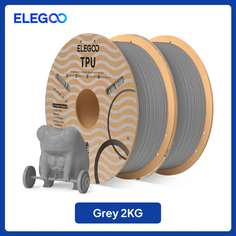 ELEGOO TPU 3D Printer Filament 1.75mm 1kg,95A Shore Hardness Flexible TPU Filament with High Resilience and Elasticity