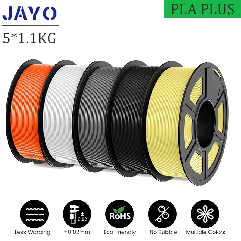 JAYO pla plus Filament 5KG 3D printer filament PLA+ 1.75MM 5Rolls multiple colors optional Neatly Wound for 3D Printer