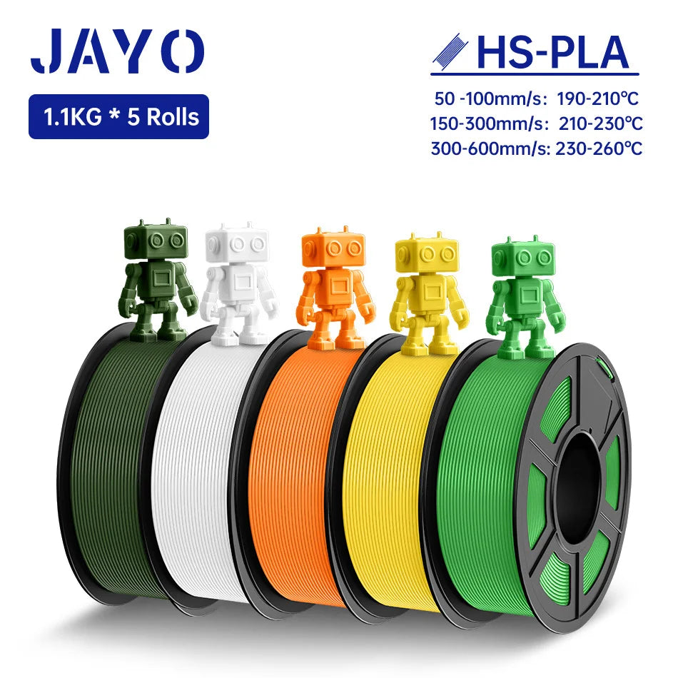JAYO 5Rolls PLA Filament High Speed PLA 1.75mm 1.1KG 3D Printer Filament Neatly Wound 3D Printing Material For FDM 5.5KG/SET