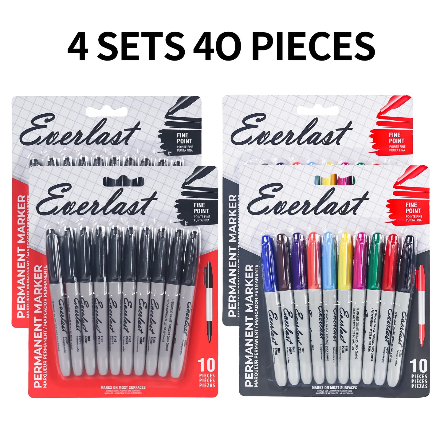 20/40/60-Pack Waterproof  Dual-Tip Permanent Markers, Quick-Drying, Waterproof & Smudge-Proof, for Office Marking, Note-Taking,