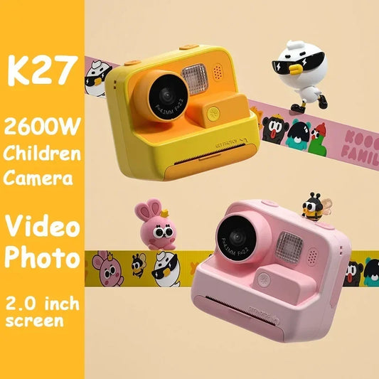 Child Cartoon Instant Camera Print Camera HD 1080P Video Photo Digital Camera with Thermal Print Paper for Kid